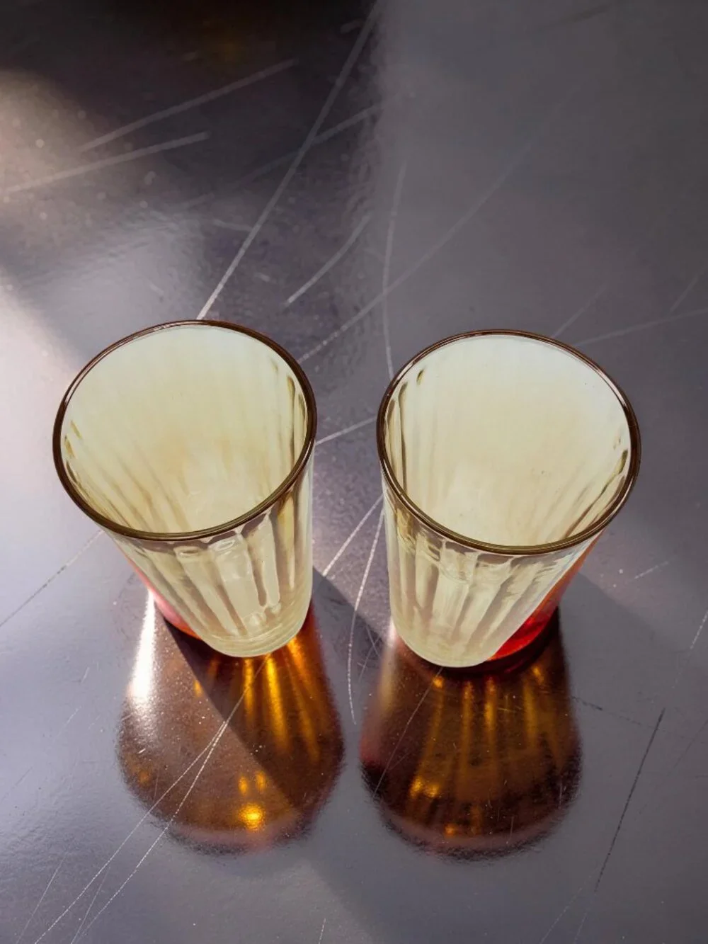 vintage set of 2  jeanette marigold lusterware 12oz drinking glasses